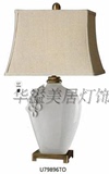 新中式现代中式白色雕花陶瓷台灯 样板间设计师台灯首选包邮