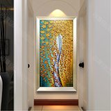 发财树油画纯手绘欧式山水风景抽象定制走廊客厅玄关过道装饰挂画