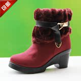 回力雪地靴女士中筒靴坡跟防滑加厚保暖鞋冬季新款厚底加绒女靴子