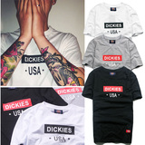 欧美潮牌 Dickies 原单复刻 男女夏季 纯棉修身 复古USA短袖T恤