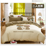 韩式家纺磨毛四件套卡通床上用品4件套单人3D机器猫床单斜纹被套