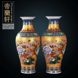 景德镇陶瓷台面花瓶珐琅彩中式仿古典家居插花装饰工艺品瓷器摆件