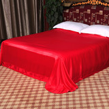 婚庆大红色真丝床单单件100%桑蚕丝床上用品丝婷家纺杭州丝绸正品
