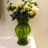 限时促 地中海风情 铁艺花瓶 欧式田园铁艺玻璃花瓶 绿色可水培