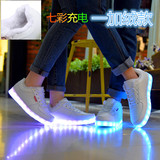 冬季男女鞋七彩发光鞋电子情侣鞋USB充电加绒运动棉鞋韩版板鞋子