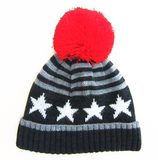2015HM外贸男女童红顶白星星可爱帽男童护耳帽童冬帽儿童毛线帽
