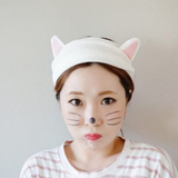 美丽公主 韩版束发带兔耳朵洗漱发箍化妆发套 猫耳朵可爱粉色发箍
