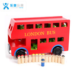 木制大号观光伦敦巴士公共汽车儿童仿真bus模型玩具车双层公交车