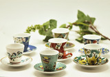 日本进口酒杯 九谷烧酒杯茶杯 日式陶瓷小酒杯小碟子 套装