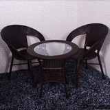 阳台桌椅组合休闲藤椅三件套露台酒店茶几椅子创意藤编椅户外桌椅