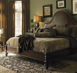 法维诺家具 欣赏家美式真皮床深色精雕双人床欧式皮艺实木床婚床