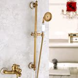 仿古浴室龙头卫浴挂墙式冷热淋浴升降杆简易花洒套装全铜淋雨喷头