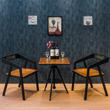 现代实木铁艺星巴克咖啡西餐厅餐桌 休闲桌椅快餐餐桌椅组合