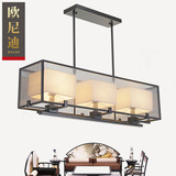 欧尼迪长方形新中式餐厅吊灯现代创意客厅铁艺灯卧室灯饰吧台灯具