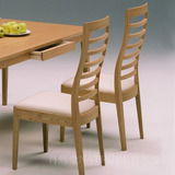 简约现代 全实木浅色水曲柳餐椅 高椅背 白色皮革软座垫 知名品牌