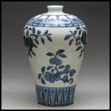 明代永乐青花山果纹梅瓶、古玩文物仿古董陶瓷出土收藏摆设老瓷器