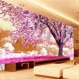 印花十字绣最新款客厅大幅现代简约欧式油画十字绣风景唯美樱花树
