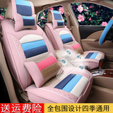 北京现代朗动ix35瑞纳名图索八四季可爱卡通蕾丝女汽车座套坐垫套