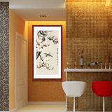 中式玄关过道走廊客厅有框装饰画 竖版带框壁画挂画 现代简约包邮