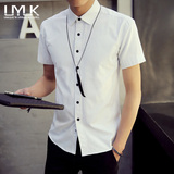 2016夏季新款衬衫男短袖青年大码男装韩版 修身型衣服男白色衬衣