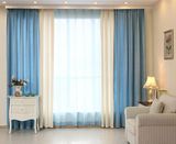 窗帘北京上门现代简约纯色雪尼尔拼接成品客厅卧室遮光窗帘布窗纱