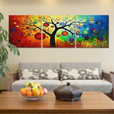 大幅现代三联拼客厅数字油画diy风景装饰花卉手绘结婚 发财树