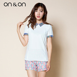 onon安乃安春夏新品韩版女式甜美小清新雪纺短袖衬衫NW3MB306