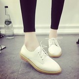 2016韩版新款英伦复古风时尚小白鞋真牛皮牛筋底护士工作鞋单鞋潮