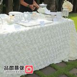 婚庆立体玫瑰花签到台桌布拍照背景布婚礼派对宝宝生日甜品台装饰