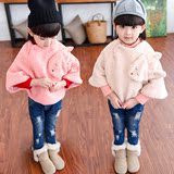 女童卫衣2015秋冬装韩版新款宝宝儿童毛绒加厚斗篷上衣外套蝙蝠衫