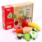 出口韩国原单PUDDY切切乐儿童水果蔬菜切切看木制过家家厨房玩具