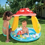 正品INTEX儿童游泳水池蘑菇造型遮阳防晒宝宝充气球池婴儿游戏屋