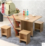 多功能实木伸缩折叠餐桌椅组合饭桌圆桌家用小户型组装长方形简约