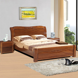 胡桃木实木床1.5米双人床高箱储物床1.8米雕花婚床现代新中式家具