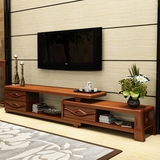 实木电视柜简约现代伸缩电视机柜小户型客厅影视柜新中式组合地柜