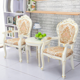 欧式实木桌椅三件套白色桌椅子卧室阳台休闲茶几桌椅组合茶几椅子