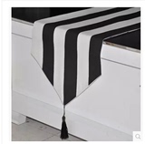 包邮新款欧式黑白现代简约条纹桌布餐桌布 台布茶几布桌旗 床旗