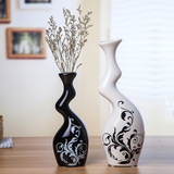 现代工艺品摆件家居装饰品摆设创意黑白陶瓷器花瓶时尚台面抽象