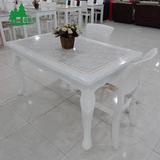 大理石餐桌椅小户型欧式餐桌长方形组合白色烤漆实木住宅家具餐桌