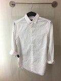 HM H＆M专柜正品代购 男装白色棉质修身薄款长袖衬衫衬衣