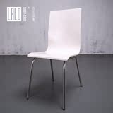 拉洛 纯白色售楼处洽谈椅 简约接待曲木椅子 餐厅白色烤漆餐椅