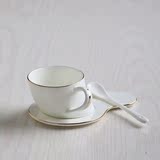 典雅简约骨瓷咖啡杯 欧式陶瓷礼盒装 下午茶杯 配咖啡勺