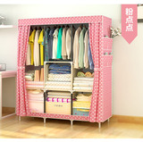 经济型布衣柜简易布艺粉色组装学生宿舍衣服柜子折叠单人衣橱特价