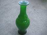 老玻璃花瓶 波菜绿玻璃花瓶 老花瓶 民国左右