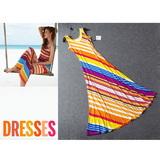 美国原单大牌连衣裙拖地长裙海边度假风收腰显瘦弹性好沙滩裙超值