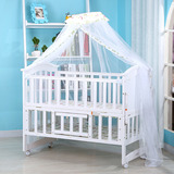 欧式多功能婴儿床实木无漆环保白色双层变书桌可加长儿童床C3S