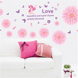 浪漫客厅卧室沙发电视背景墙壁贴画 紫色浪漫花墙贴纸 环保可移除
