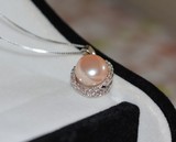 天然大珍珠吊坠纯925银11-12mmAAA+白色粉色紫色黑色金色特价礼品
