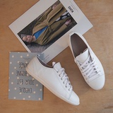特：韩国代购 真皮简单系带平底白色小球鞋