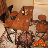 美式乡村复古家具实木铁艺酒吧椅复古时尚吧台椅特色创意酒吧椅